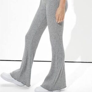 American Eagle Outfitters Gray Ribbed Knit Pants